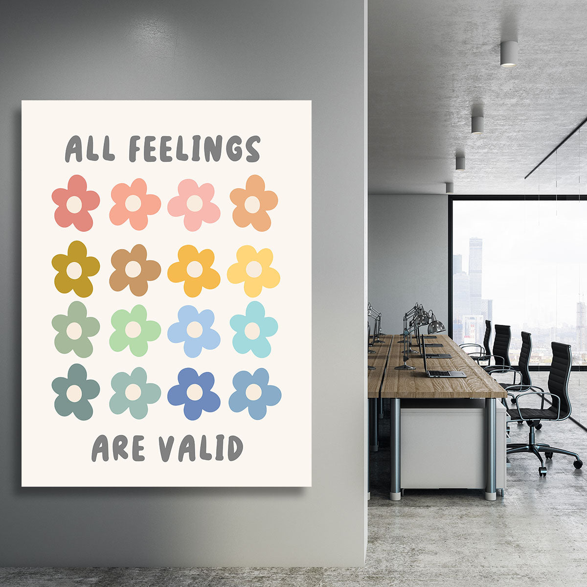 All Feelings Are Valid Flowers Canvas Print or Poster - Canvas Art Rocks - 3