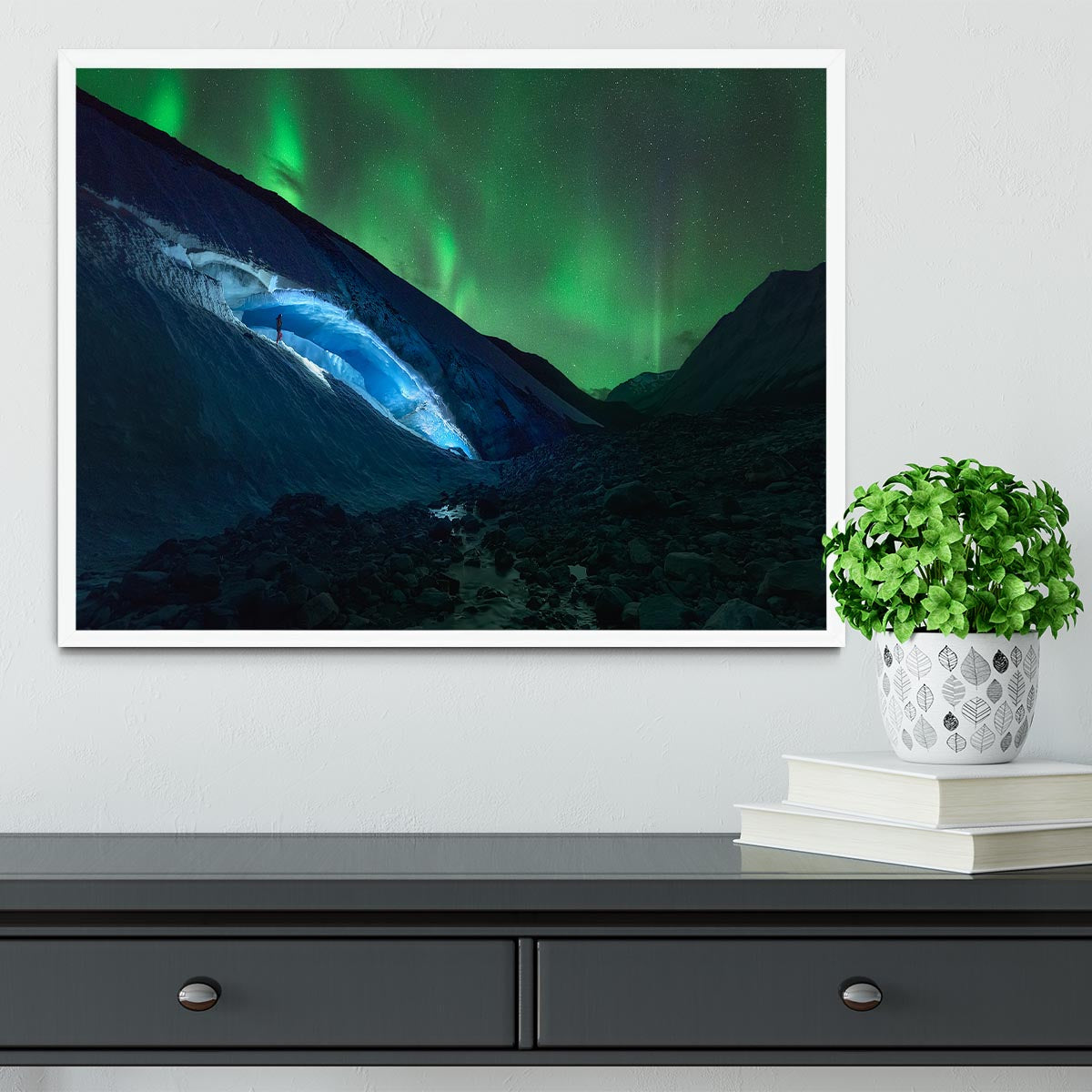 Athabasca Ice Burning Framed Print - Canvas Art Rocks -6