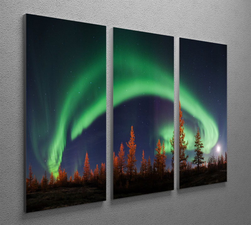 Aurora Polar lights 3 Split Panel Canvas Print - Canvas Art Rocks - 2