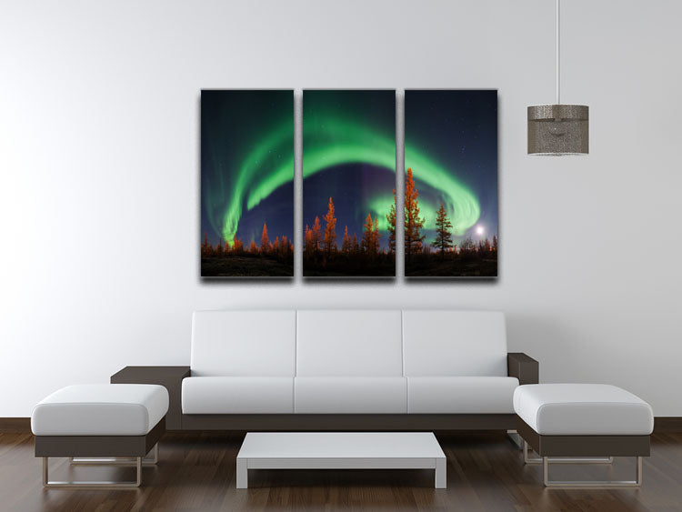 Aurora Polar lights 3 Split Panel Canvas Print - Canvas Art Rocks - 3