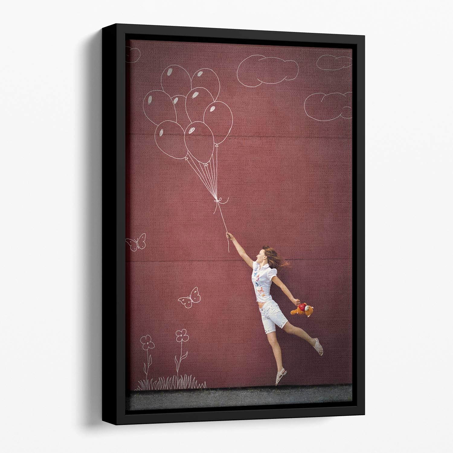 Balloon Girl in real life Floating Framed Canvas - 1x - 1