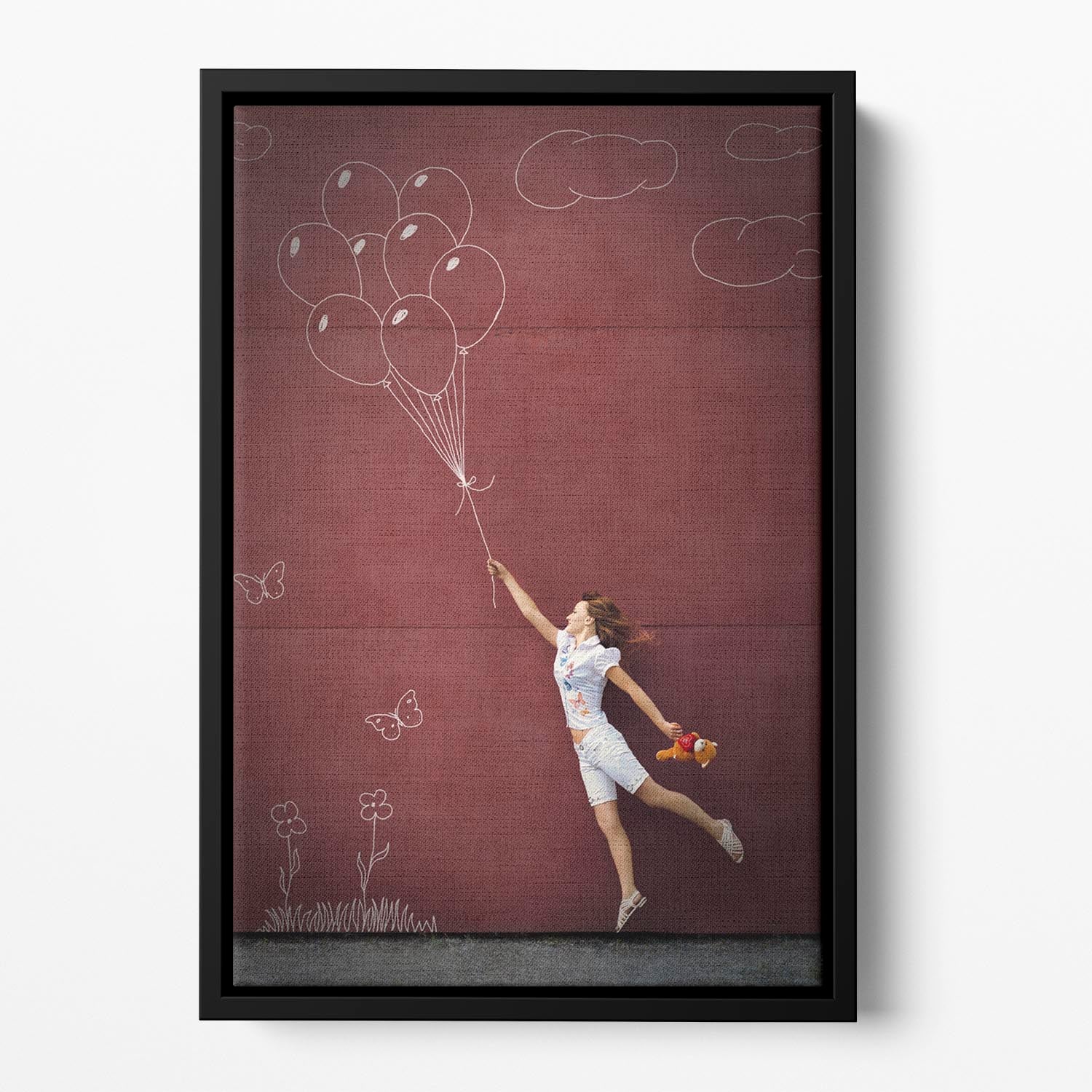 Balloon Girl in real life Floating Framed Canvas - 1x - 2