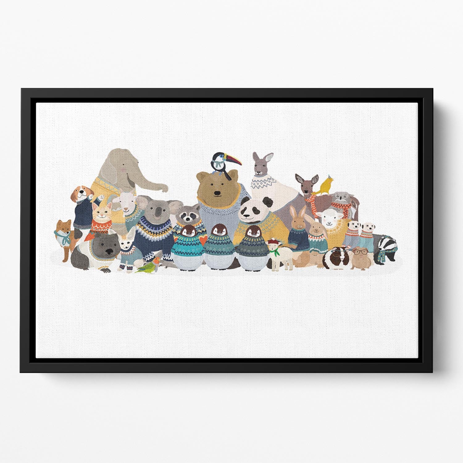 Big Group of Friends In Jumpers Floating Framed Canvas - 1x - 2