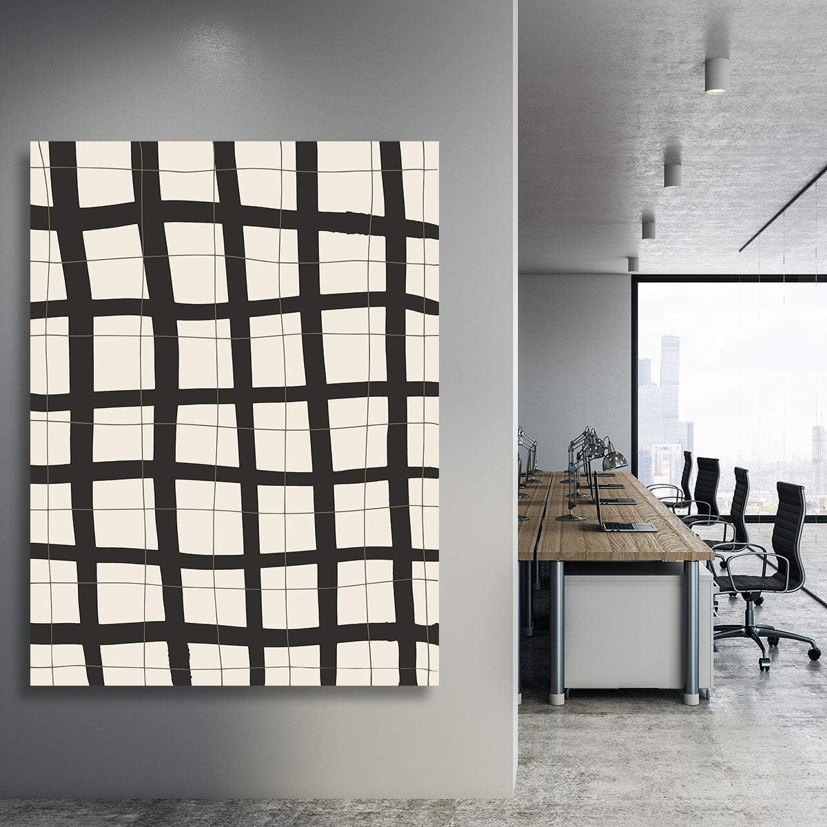 Black Grid Canvas Print or Poster - 1x - 3