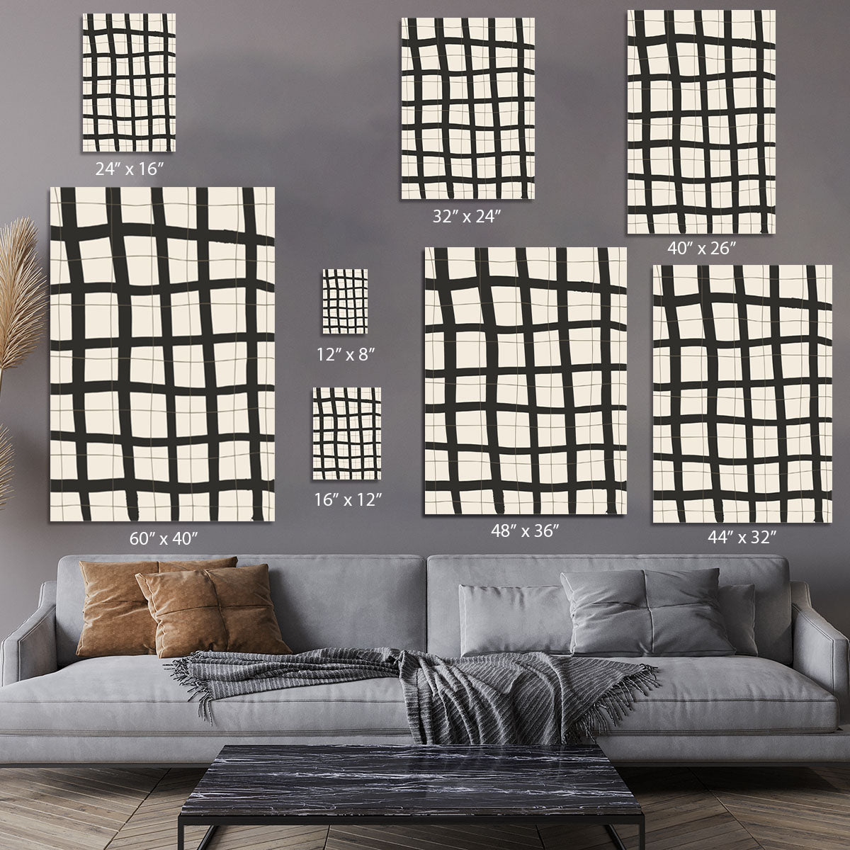 Black Grid Canvas Print or Poster - 1x - 7