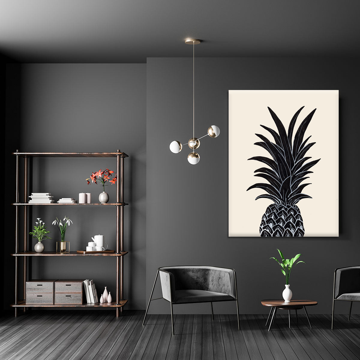 Black Pineapple Canvas Print or Poster - 1x - 5