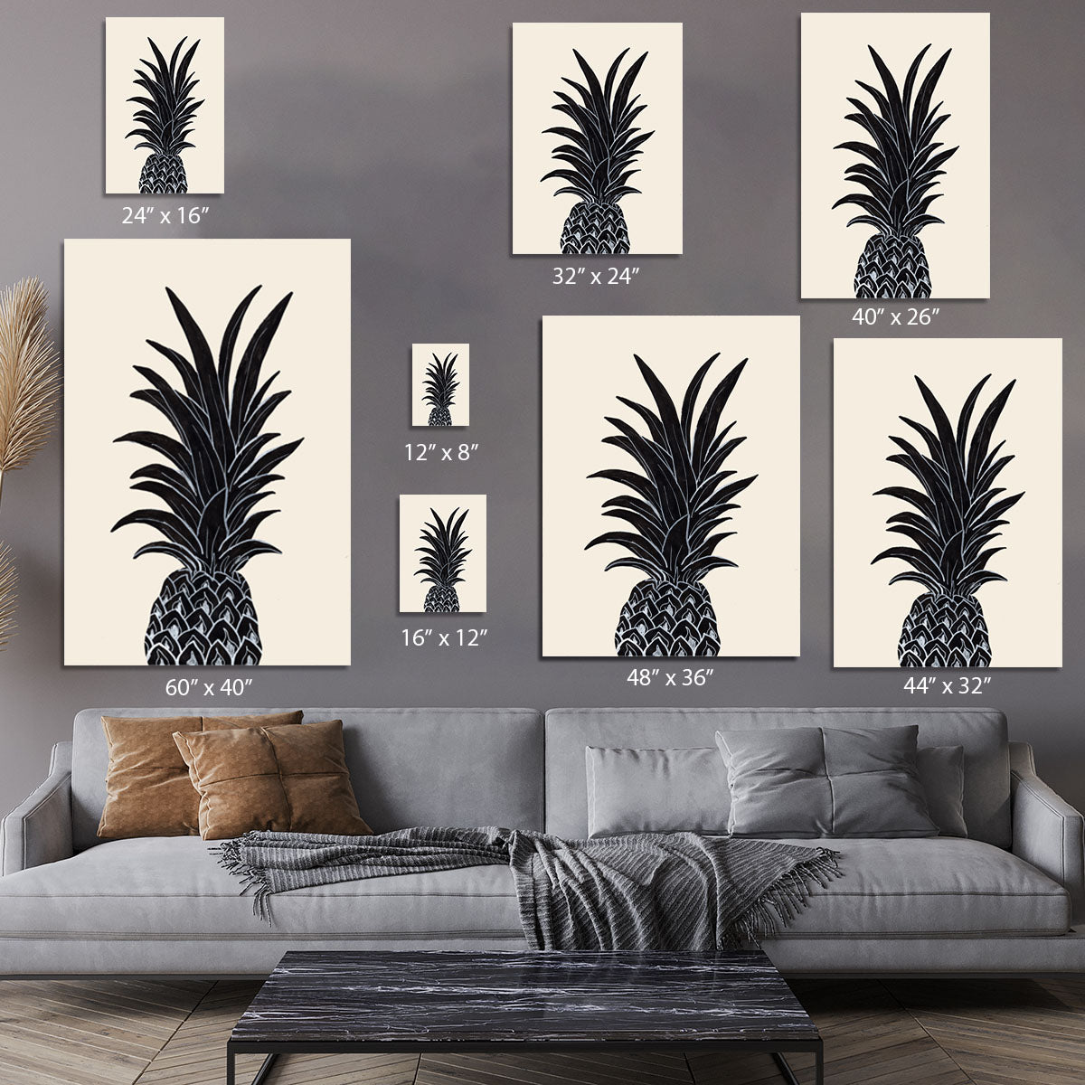 Black Pineapple Canvas Print or Poster - 1x - 7