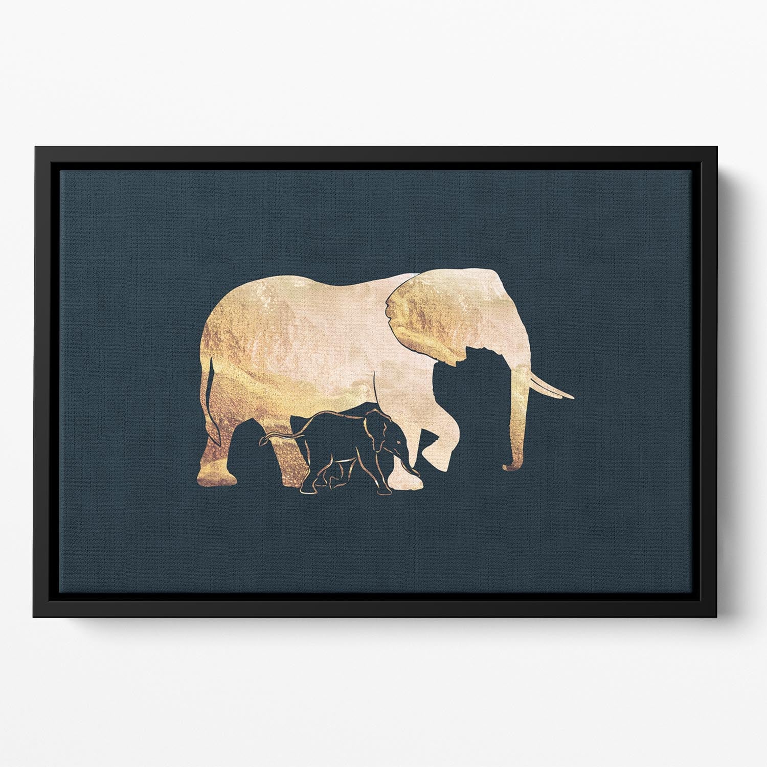 Black gold elephants 2 Floating Framed Canvas - 1x - 2