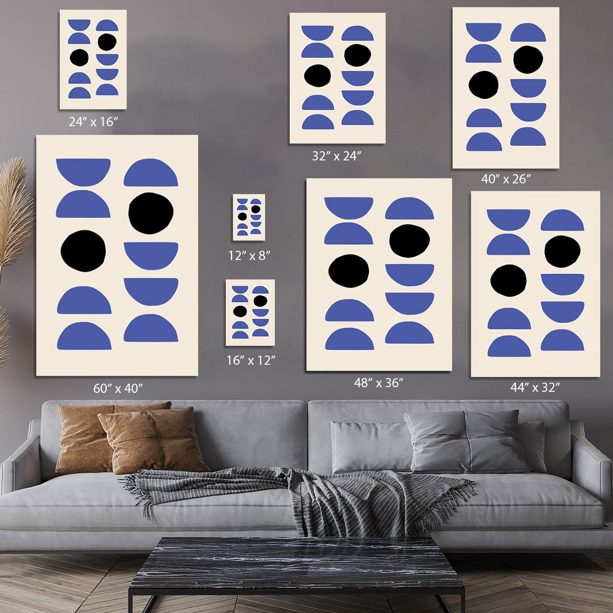 Blue Shapes Canvas Print or Poster - 1x - 7