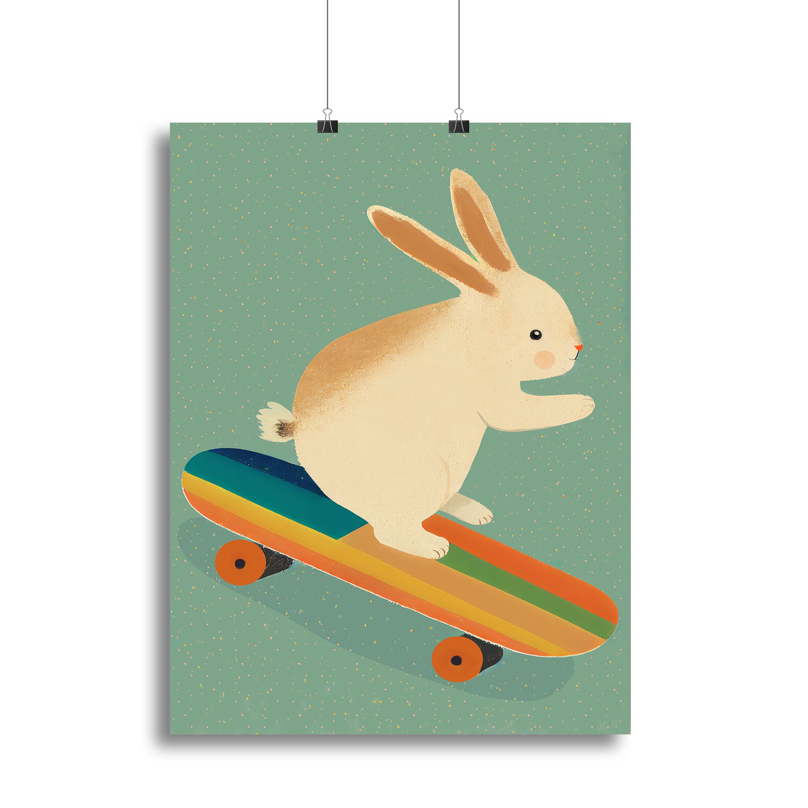 Bunny On Skateboard Canvas Print or Poster - 1x - 2