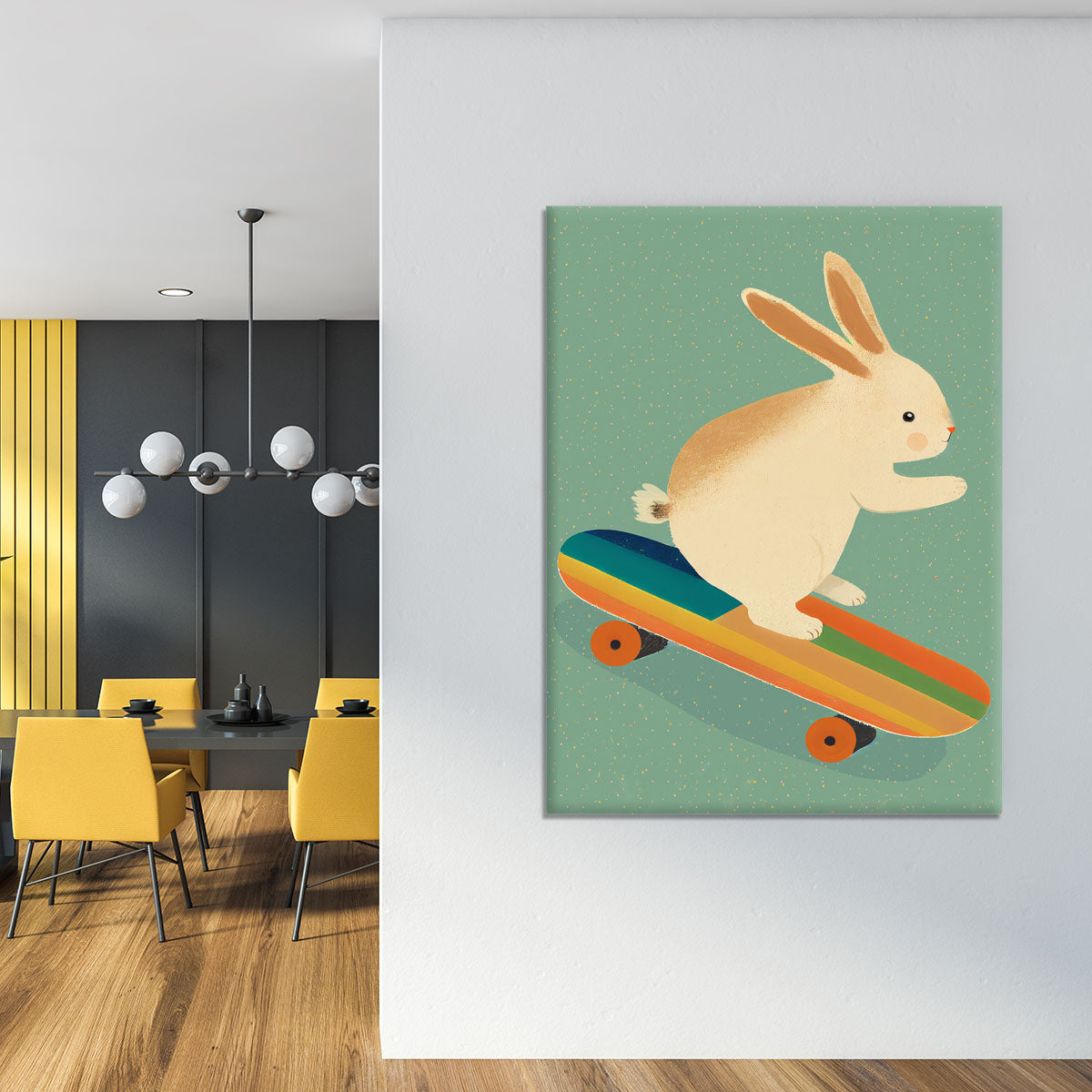 Bunny On Skateboard Canvas Print or Poster - 1x - 4