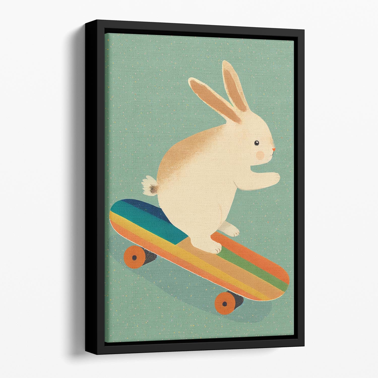 Bunny On Skateboard Floating Framed Canvas - 1x - 1