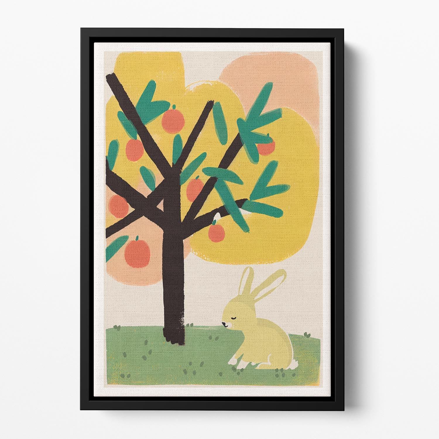 Bunny Under Apple Tree Floating Framed Canvas - 1x - 2