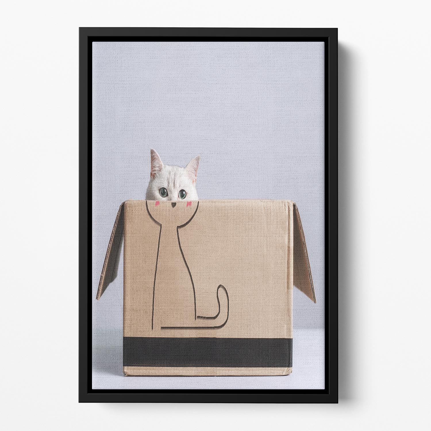 Cat in the box Floating Framed Canvas - 1x - 2