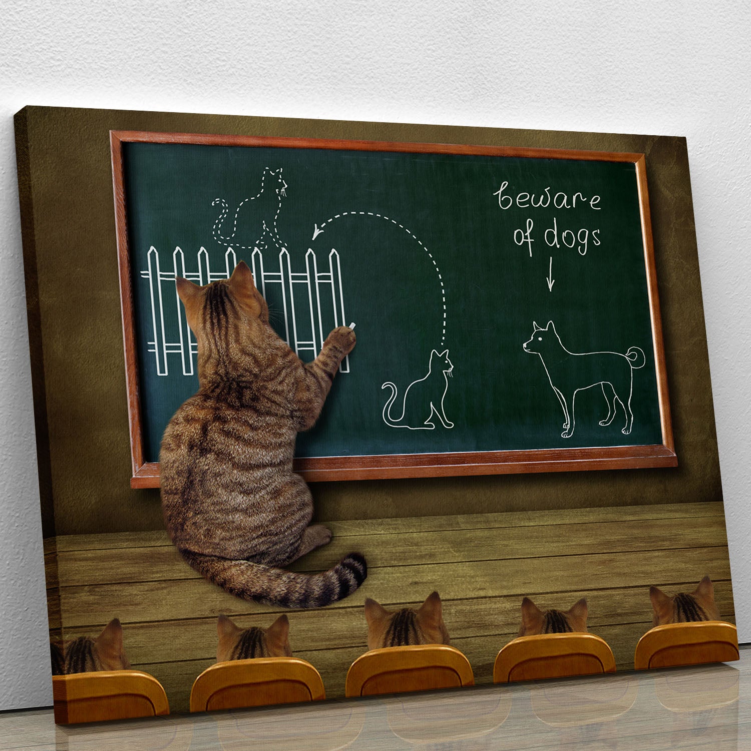 Cat teacher and his pupils Canvas Print or Poster - 1x - 1