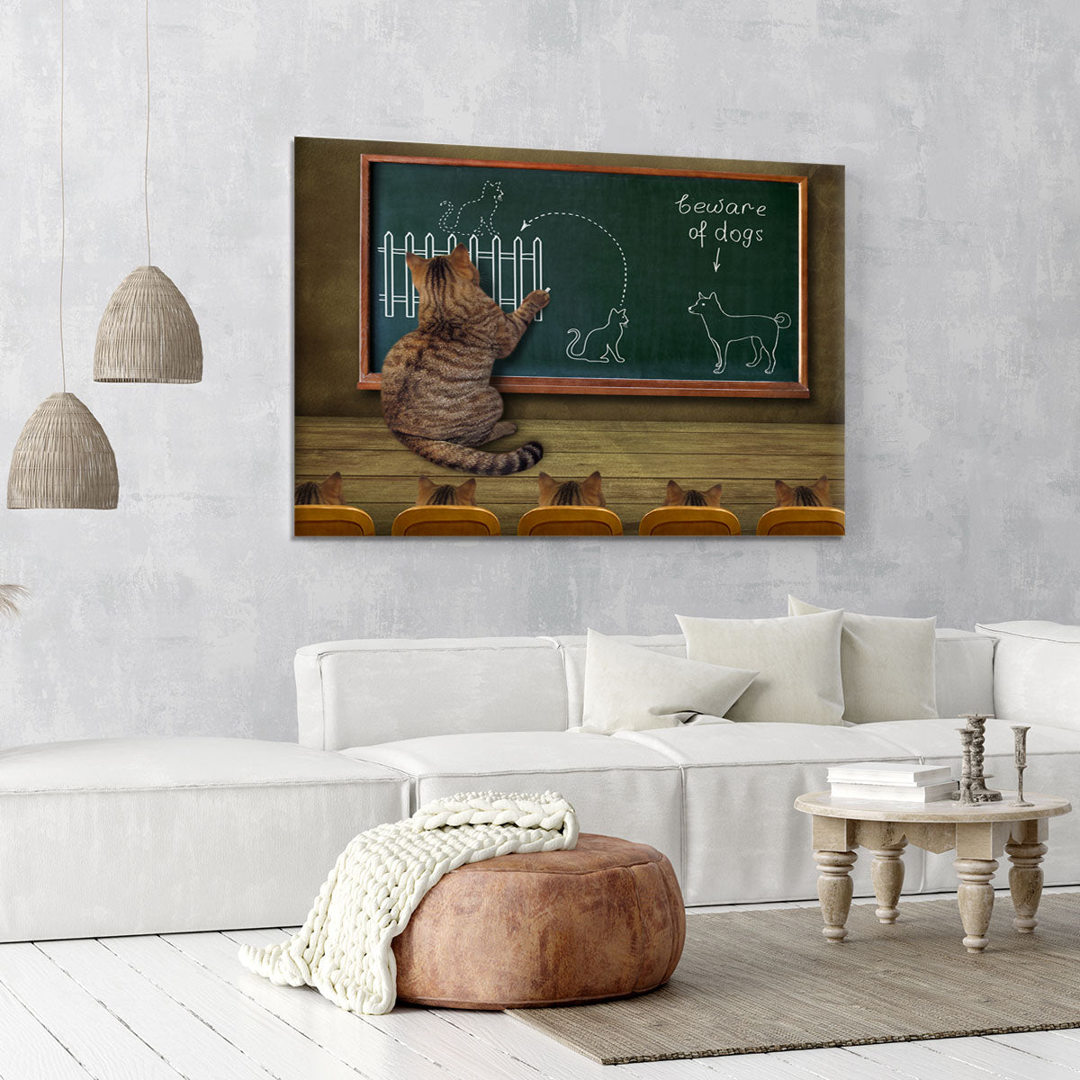 Cat teacher and his pupils Canvas Print or Poster - 1x - 6