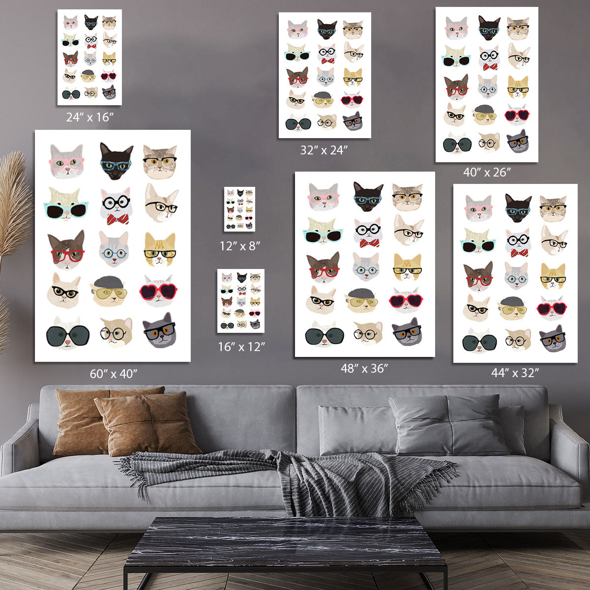 Cats With Glasses Canvas Print or Poster - 1x - 7