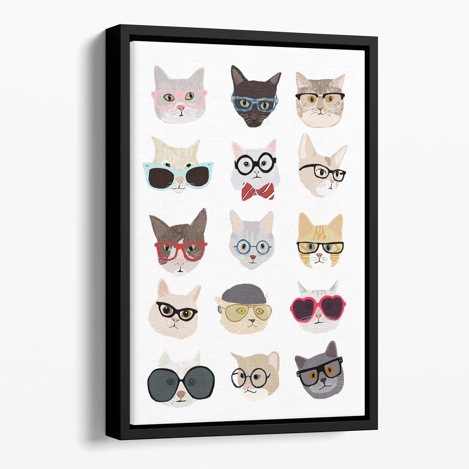 Cats With Glasses Floating Framed Canvas - 1x - 1