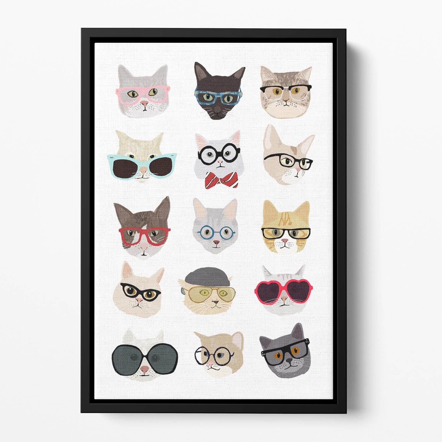 Cats With Glasses Floating Framed Canvas - 1x - 2