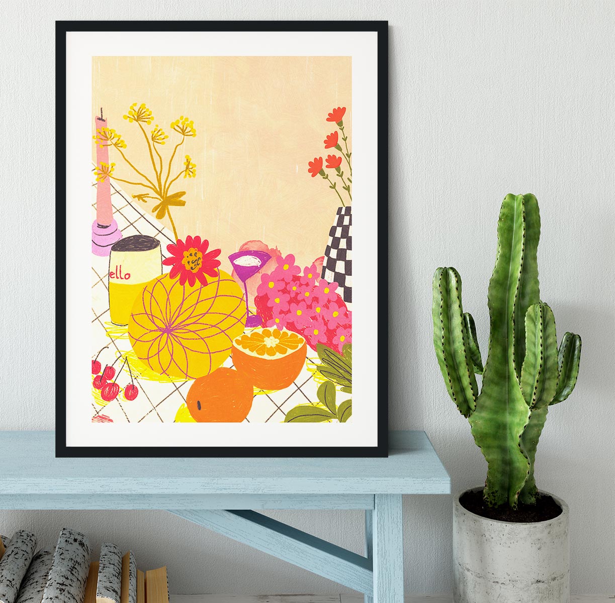 Citrus and flowers Framed Print - Canvas Art Rocks - 1