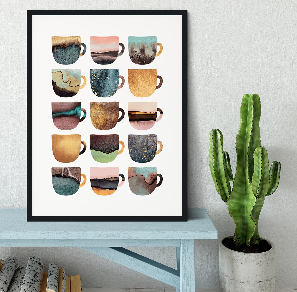 Earthy Coffee Cups Framed Print - Canvas Art Rocks - 1