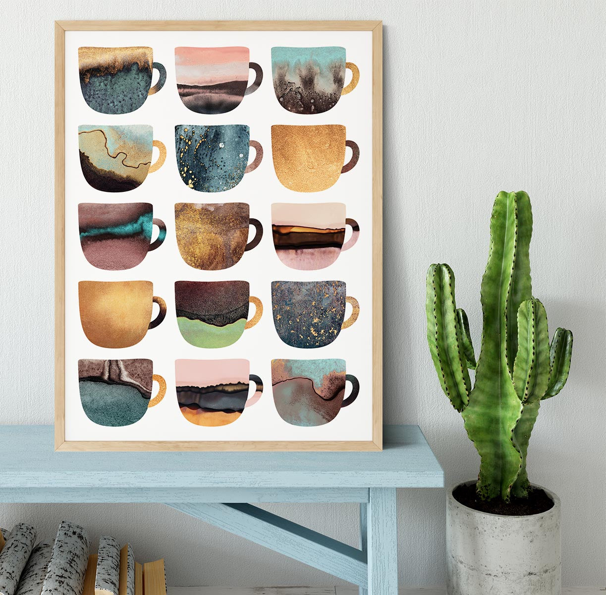 Earthy Coffee Cups Framed Print - Canvas Art Rocks - 4