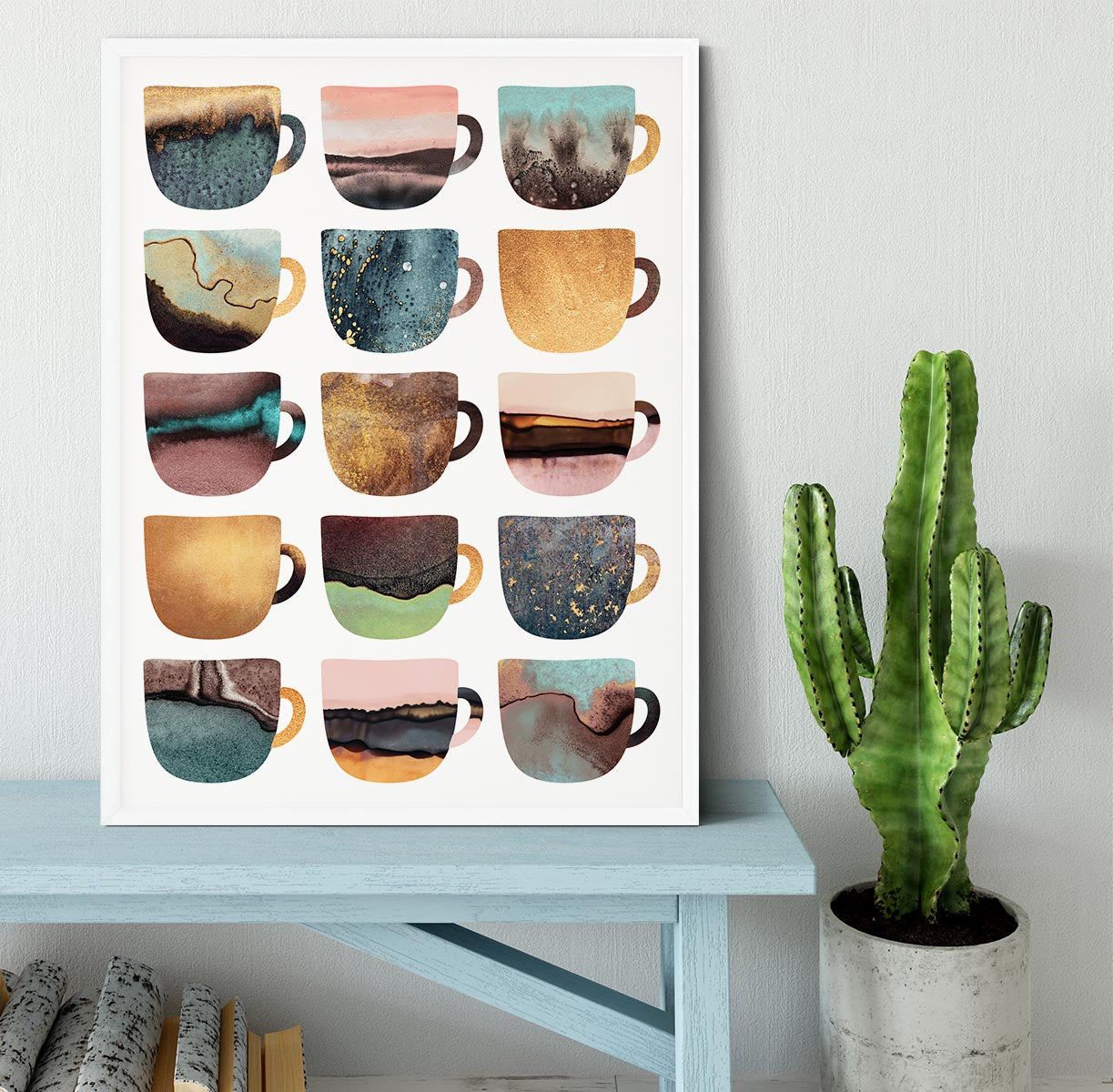 Earthy Coffee Cups Framed Print - Canvas Art Rocks -6