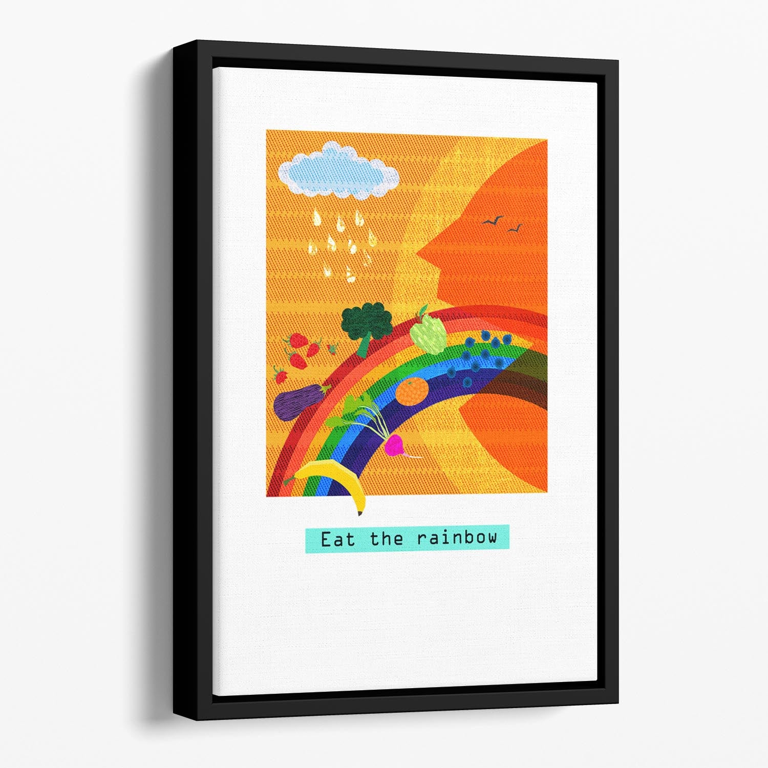 Eat the rainbow Floating Framed Canvas - 1x - 1