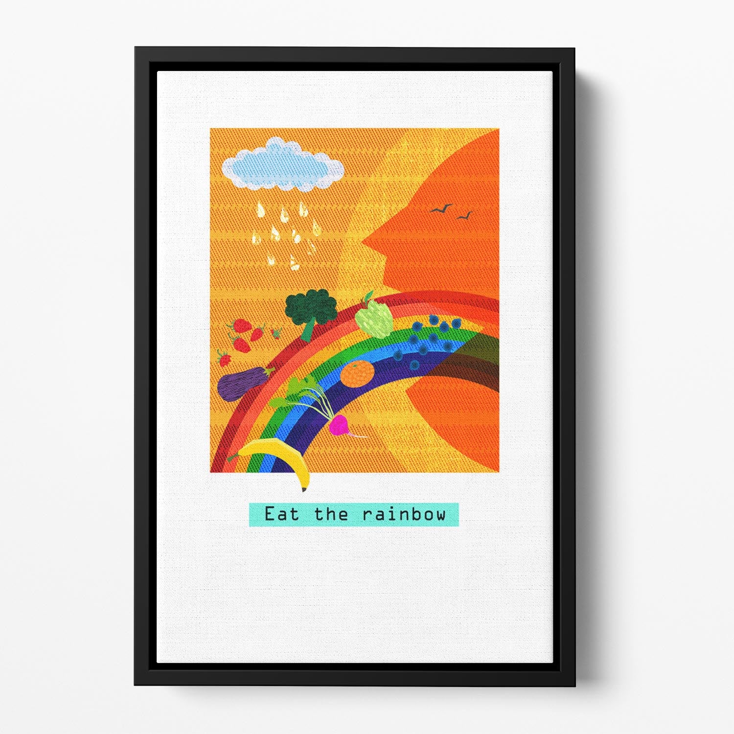 Eat the rainbow Floating Framed Canvas - 1x - 2