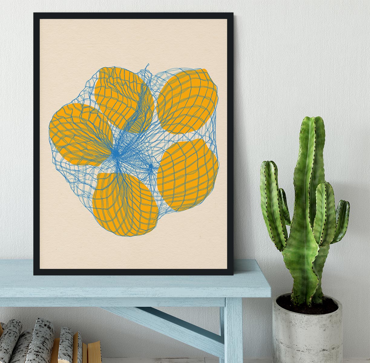 Five Lemons In a Net Bag Framed Print - Canvas Art Rocks - 2