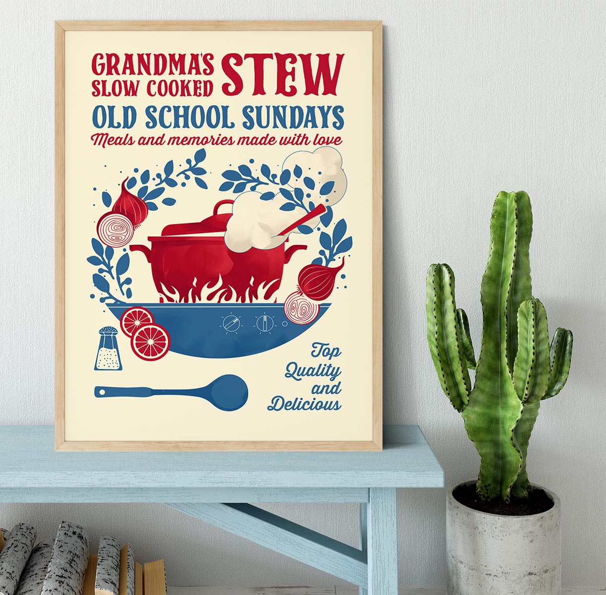 Grandmas Stew kitchen print Framed Print - Canvas Art Rocks - 4