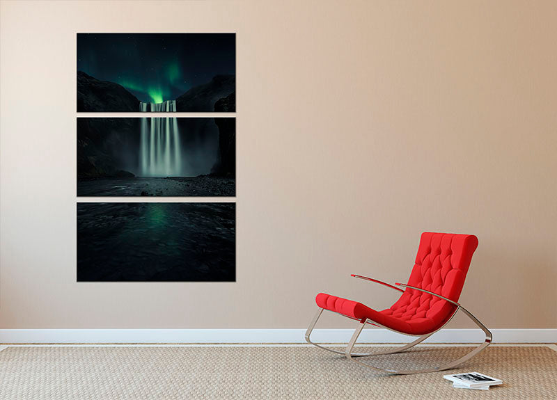 Green Night 3 Split Panel Canvas Print - Canvas Art Rocks - 2