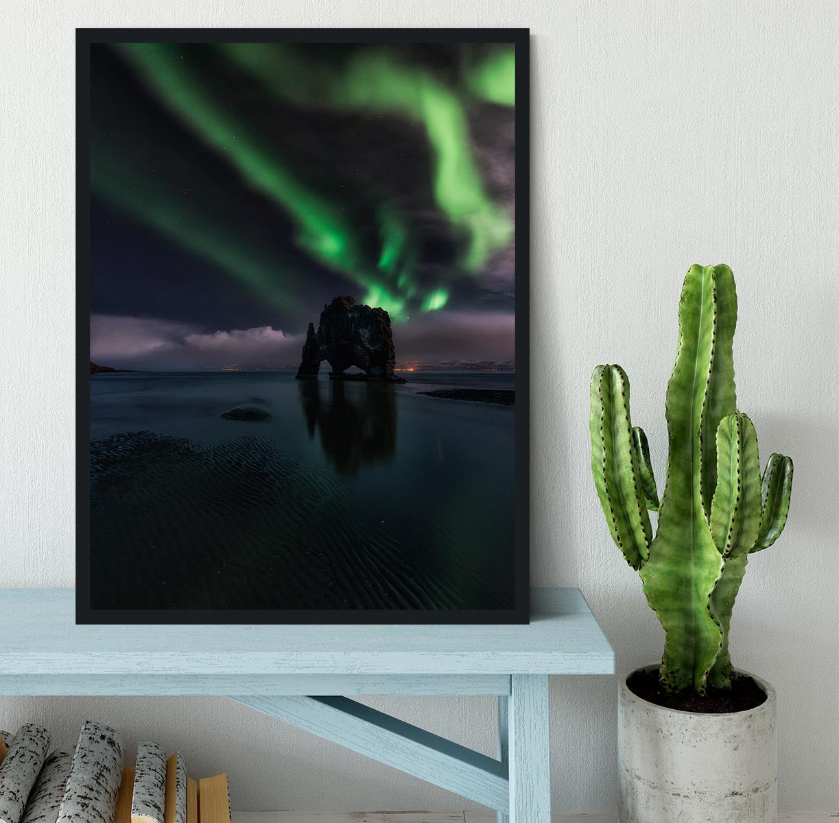 Green Streak Lights Framed Print - Canvas Art Rocks - 2