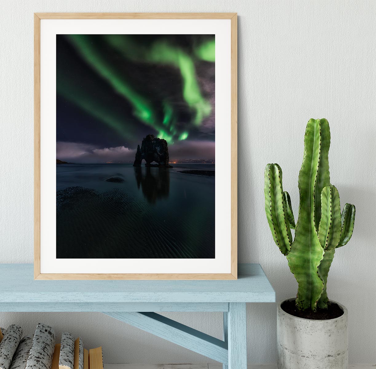 Green Streak Lights Framed Print - Canvas Art Rocks - 3