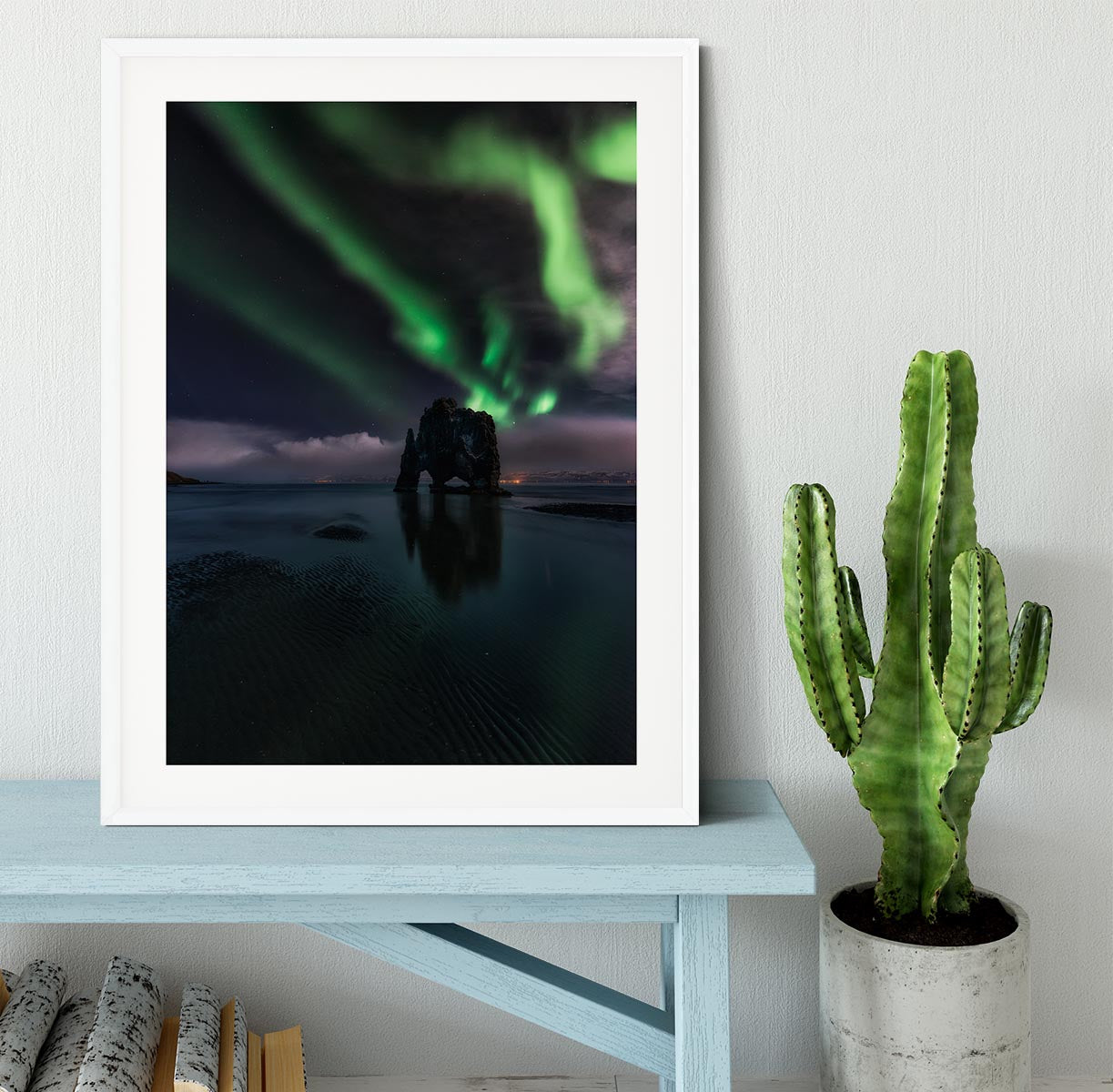 Green Streak Lights Framed Print - Canvas Art Rocks - 5