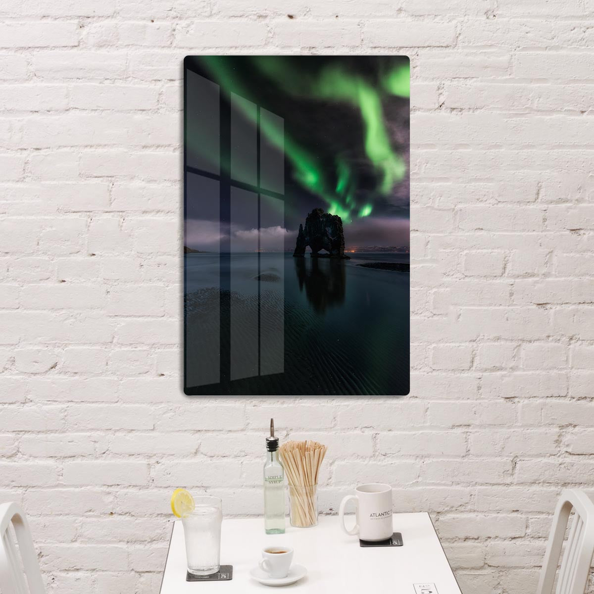 Green Streak Lights Acrylic Block - Canvas Art Rocks - 3