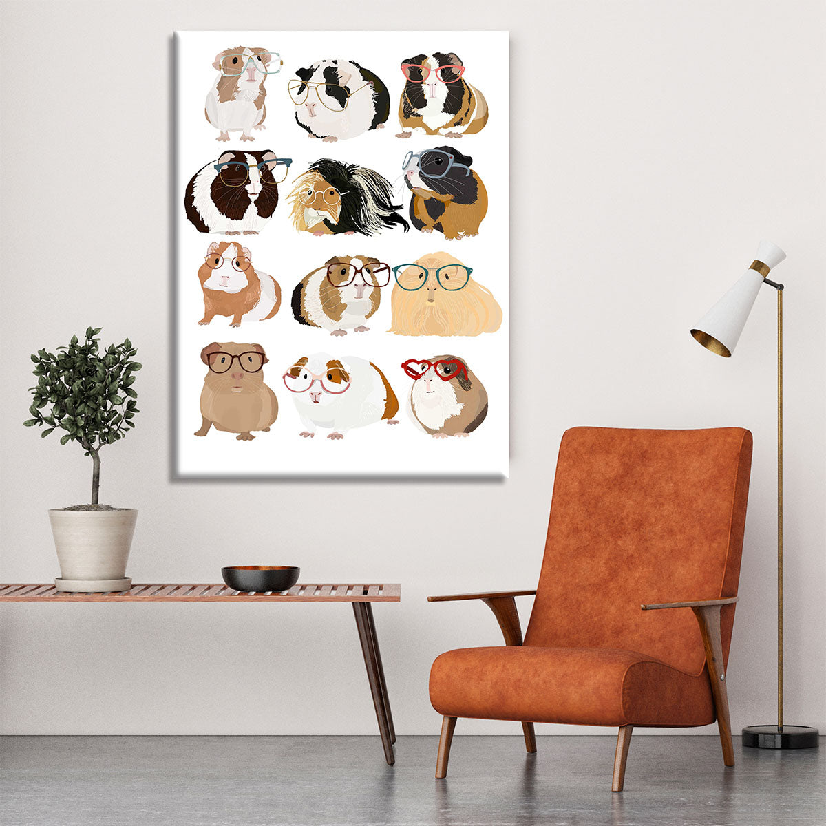 Guinea Pig in Glasses Canvas Print or Poster - 1x - 6