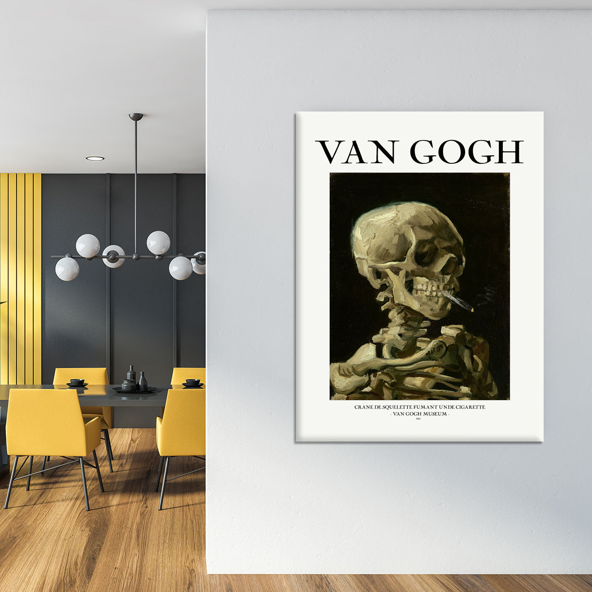 Head of a skeleton with a burning cigarette Titled Canvas Print or Poster - Canvas Art Rocks - 4
