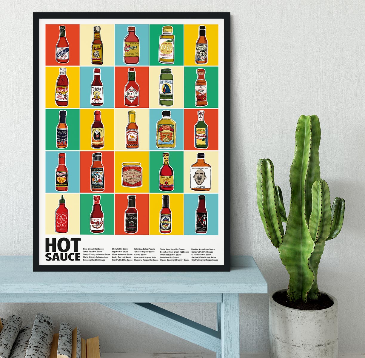 Hot Sauce Squares Standard Wall Art Framed Print - Canvas Art Rocks - 2