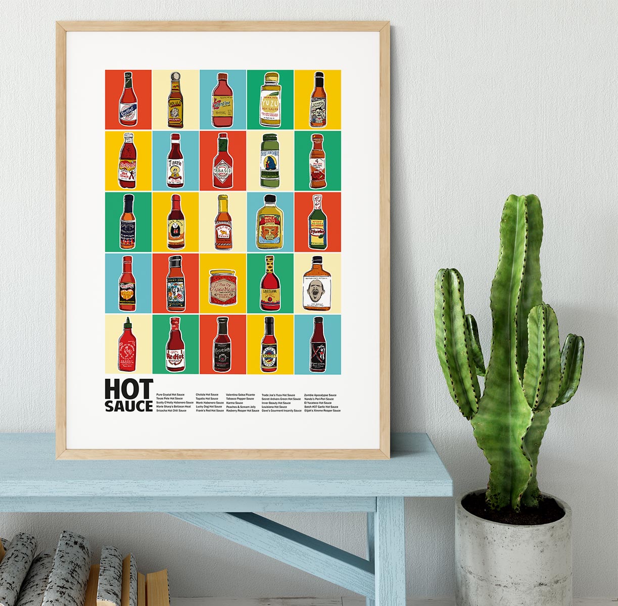 Hot Sauce Squares Standard Wall Art Framed Print - Canvas Art Rocks - 3