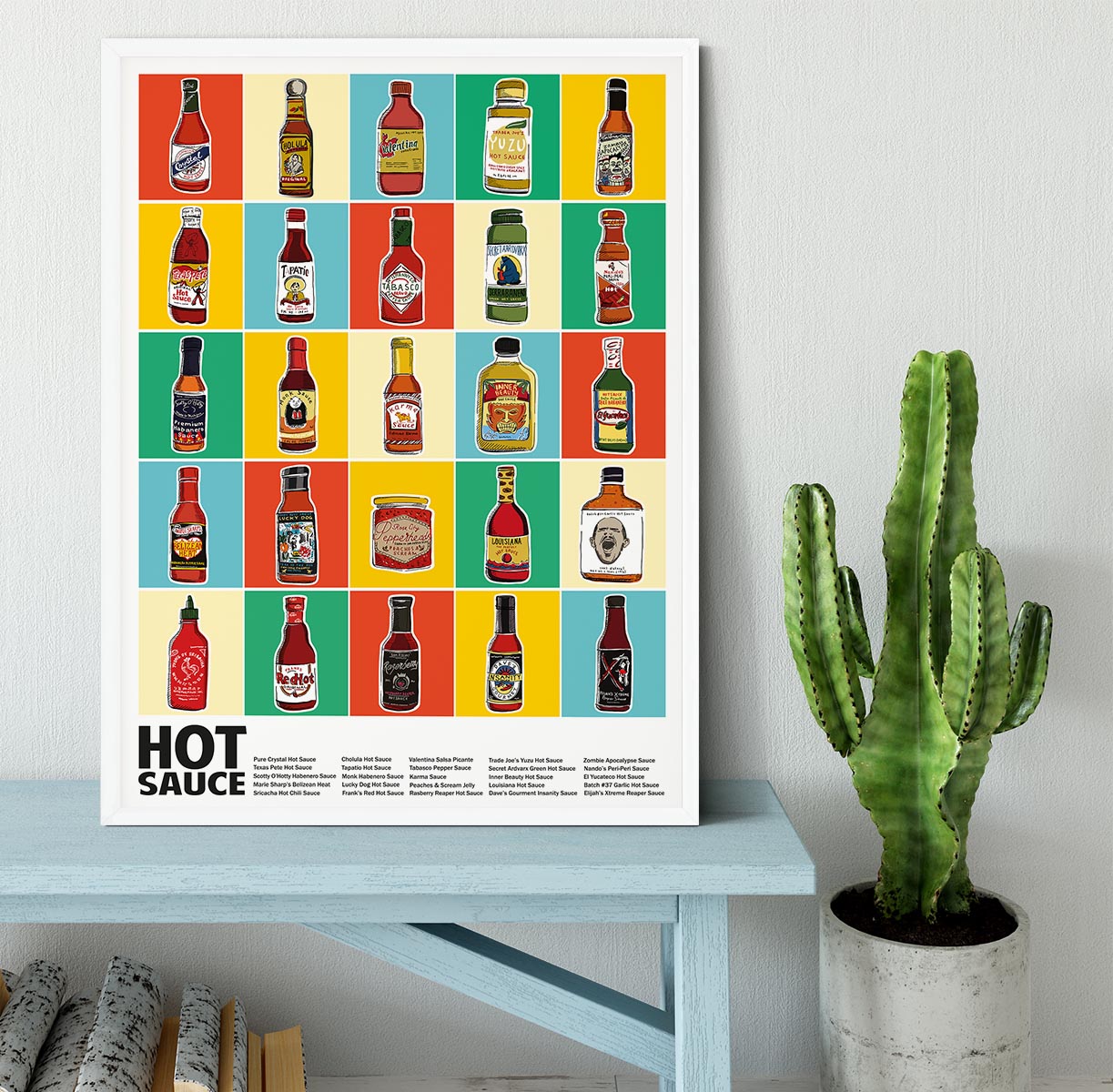 Hot Sauce Squares Standard Wall Art Framed Print - Canvas Art Rocks -6