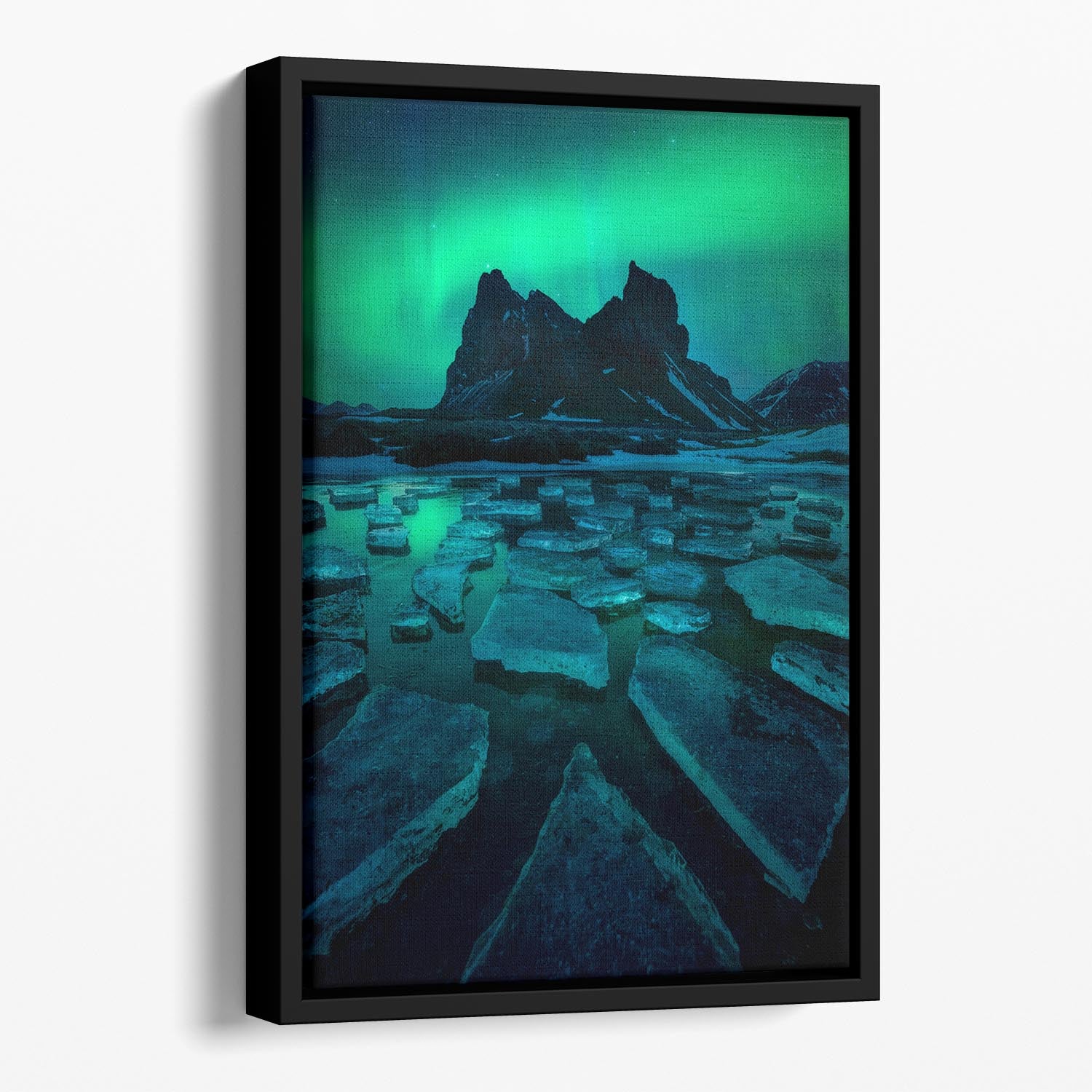 Icy Eystrahorn Floating Framed Canvas - Canvas Art Rocks - 1