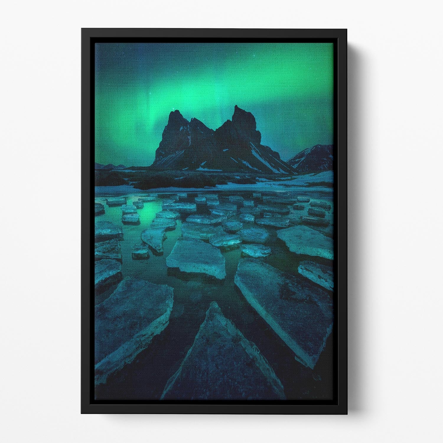 Icy Eystrahorn Floating Framed Canvas - Canvas Art Rocks - 2