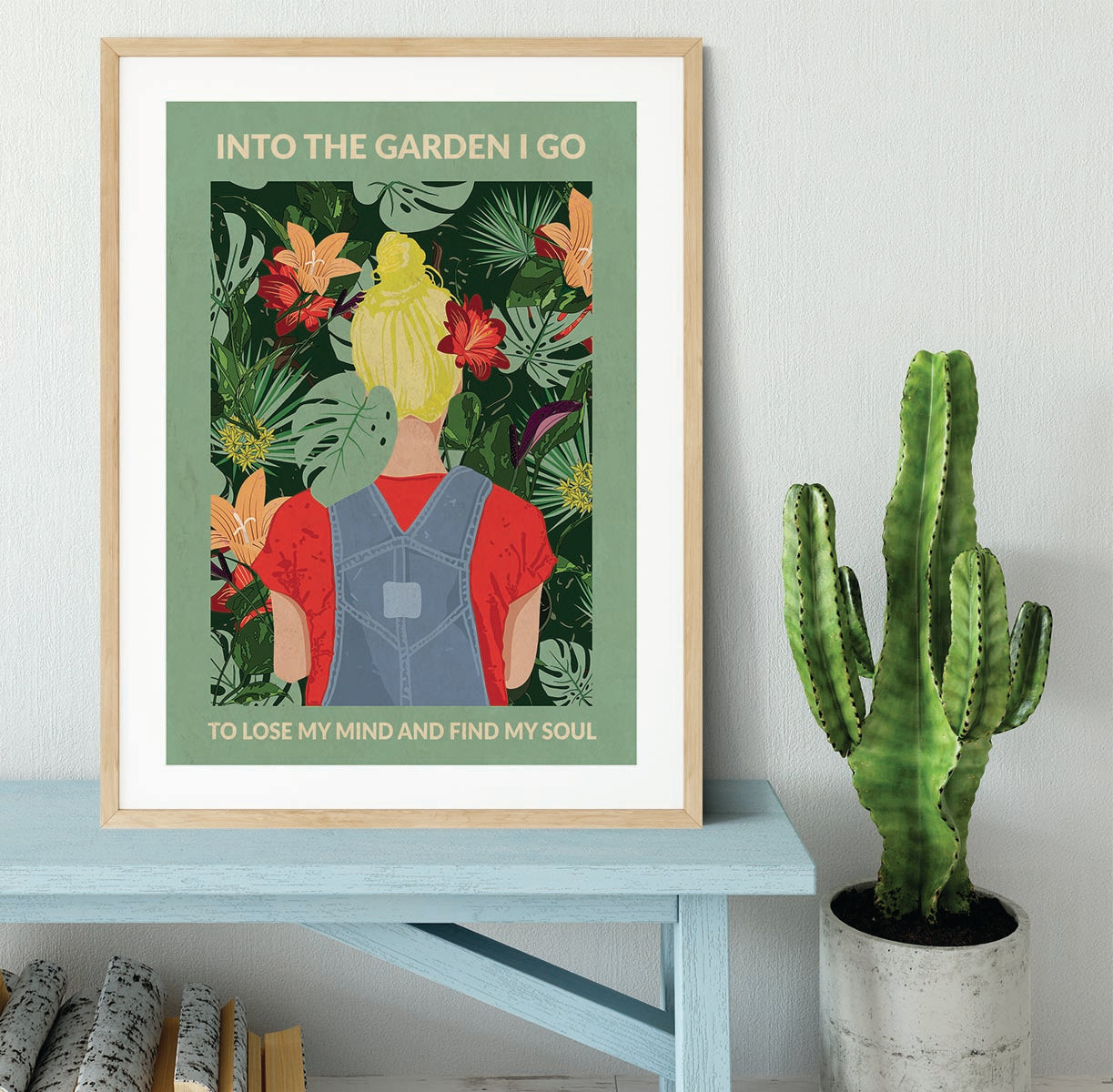 Into the Garden blonde a Light Green Framed Print - 1x - 3