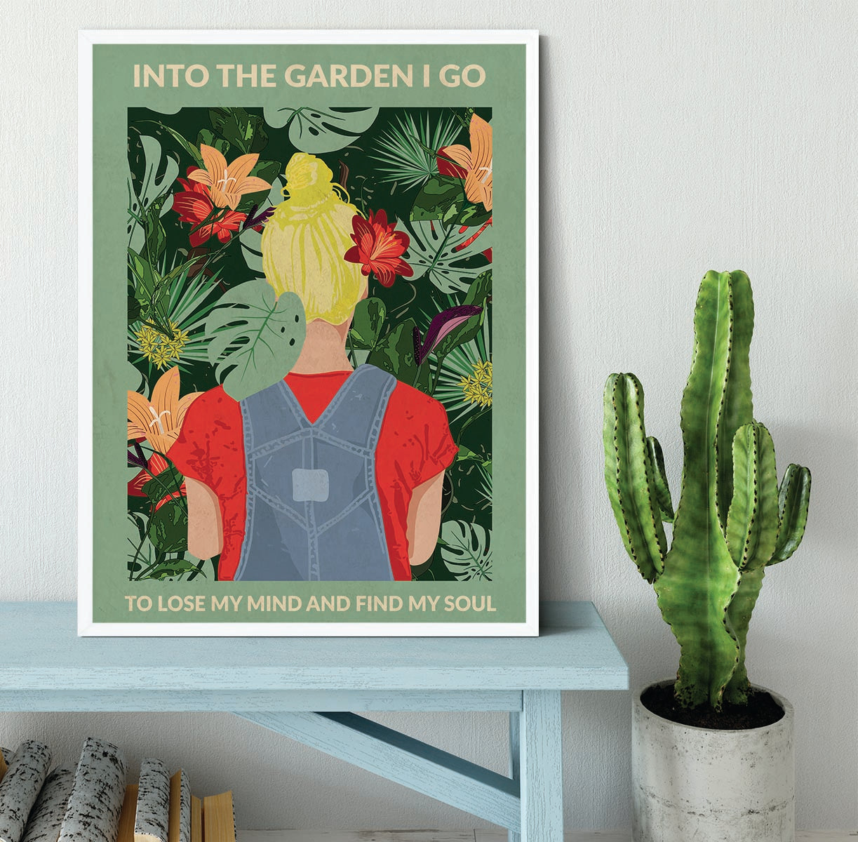 Into the Garden blonde a Light Green Framed Print - 1x -6