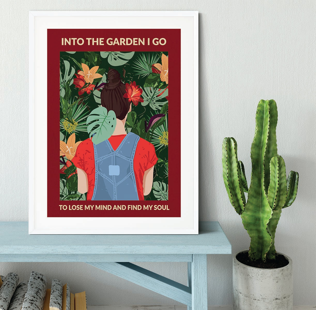 Into the Garden brunette a Burgundy Framed Print - 1x - 5