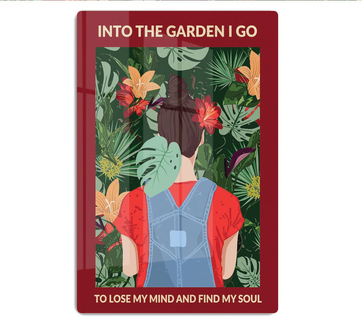 Into the Garden brunette a Burgundy Acrylic Block - 1x - 1