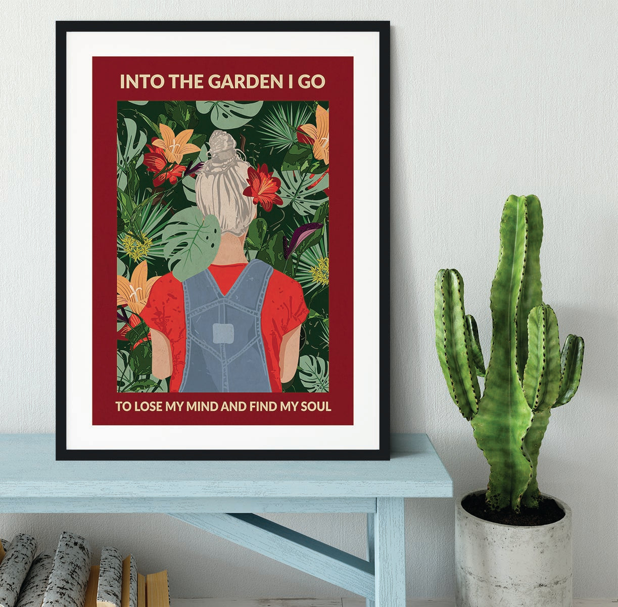 Into the Garden grey a Burgundy Framed Print - 1x - 1