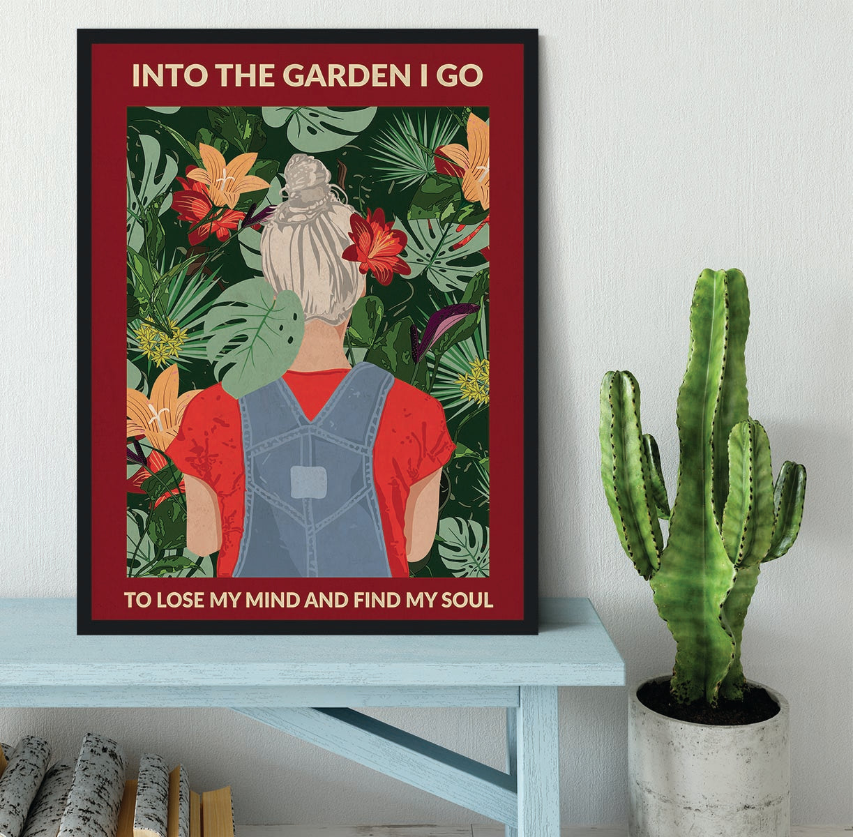 Into the Garden grey a Burgundy Framed Print - 1x - 2