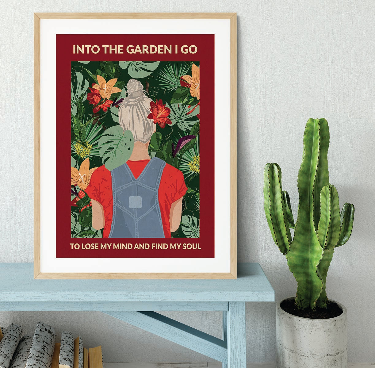 Into the Garden grey a Burgundy Framed Print - 1x - 3